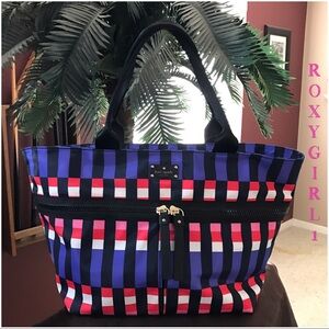NWOT Wicked RARE Kate Spade Purple, Pink, Red, White & Black Striped Tote Bag!!
